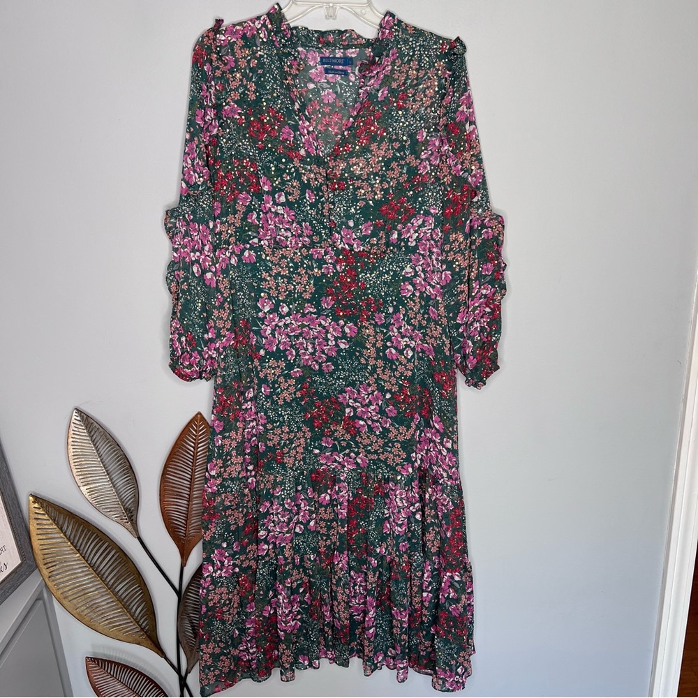 Biltmore Women's‎ 3/4 Sleeve Ruffle Midi Dress